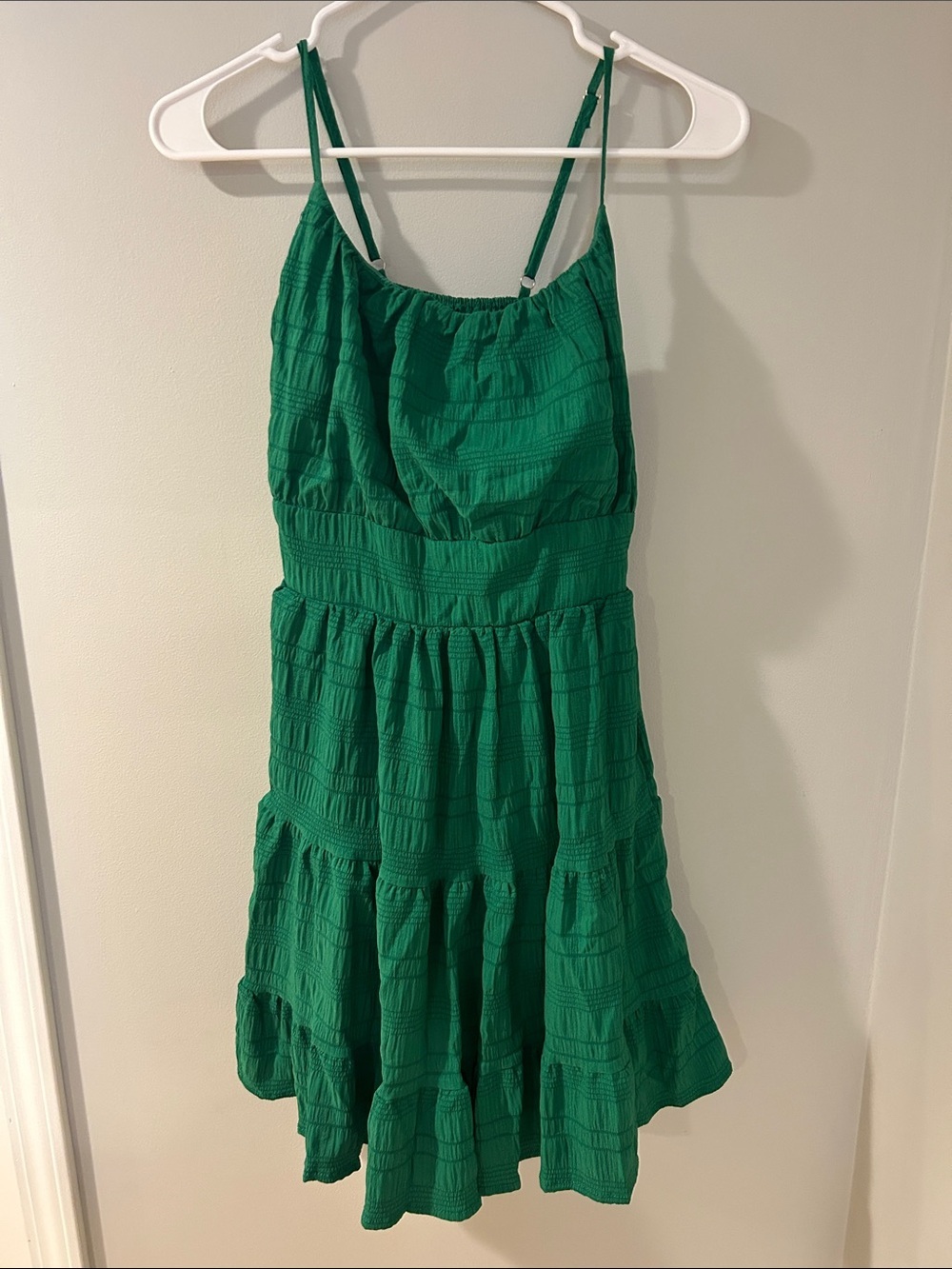 SHEIN Emerald Tiered Spaghetti-Strap Sundress